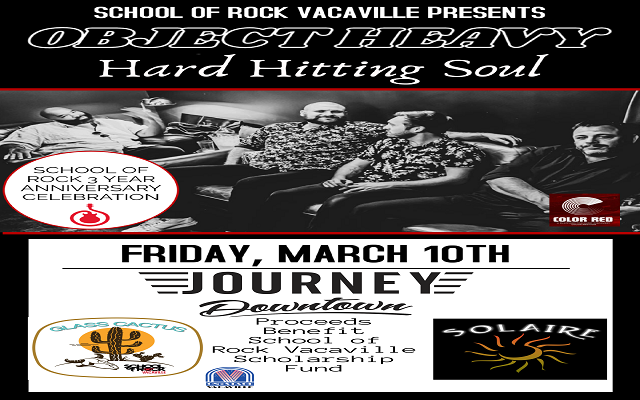 <h1 class="tribe-events-single-event-title">Vacaville: Object Heavy (Benefits School of Rock Vacaville Scholarship fund)</h1>
