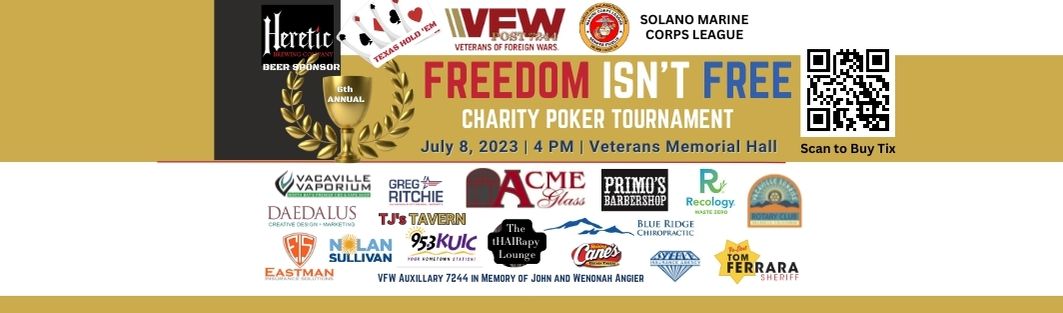 <h1 class="tribe-events-single-event-title">Vacaville Veterans of Foreign Wars Post 7244 Poker Tournament</h1>