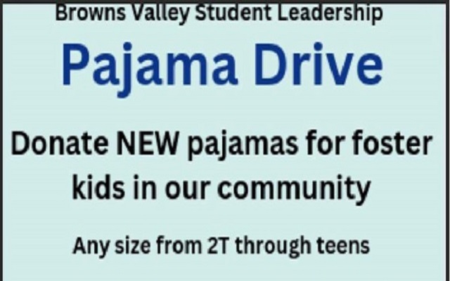 Donate To Browns Valley Elementary's Student Leadership "Pajama Drive" Through March